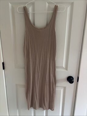 Ribbed Tank Dress by Aritzia-owned TNA (Taupe)
